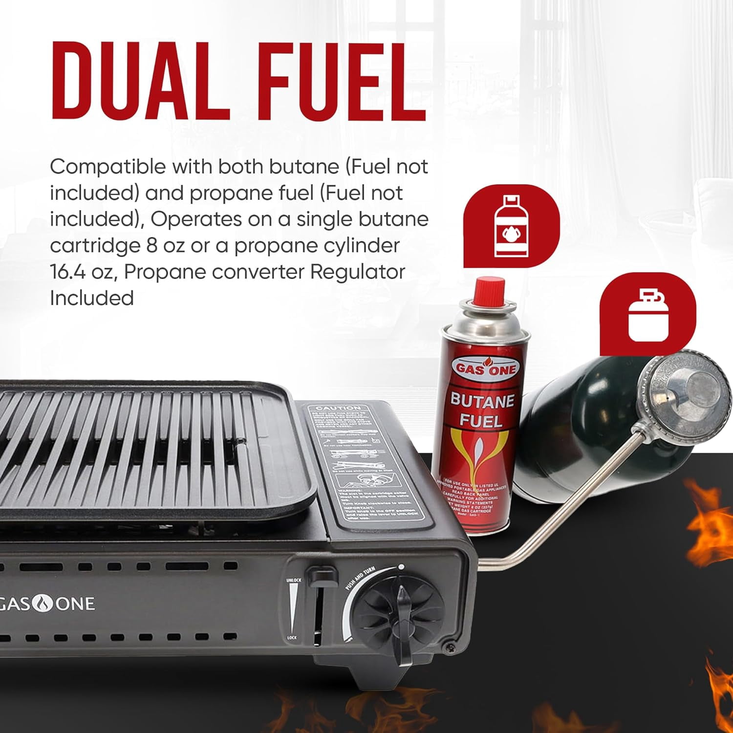 GasOne Butane or Propane Portable Grill Dual Fuel Gas Stove