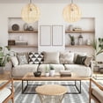 thumbnail image 3 of FOREVER BAMBOO Indonesian Hand-Woven Natural Rattan Pendant Light Fixture Circle Shape Woven Wicker Lampshade Chandelier Interior Decor, 15 in H x 15 in W, 3 of 10