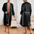 thumbnail image 5 of Rohuuque Men's Satin Pajama Set 2PC Long Sleeve Kimono Silky Pajamas Short Pants Button Down Sleepwear Lightweight Bathrobes Black A, 5 of 5