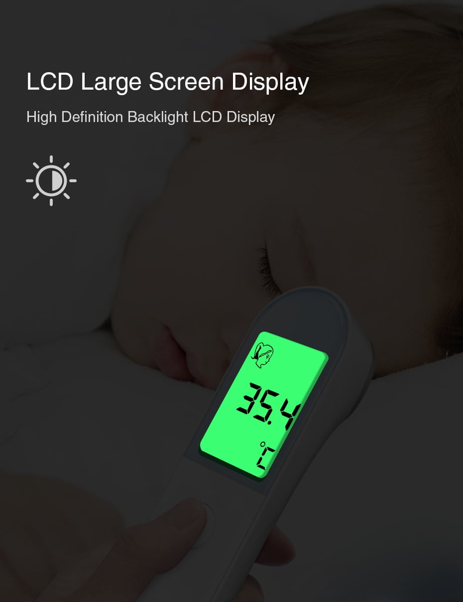 No-Touch Forehead Thermometer for Adults, Infrared Digital Thermometer for Kids, Touchless Baby Thermometer, Accurate Reading with Large Display, Mute Mode, Memory Recall, Fever Alarm