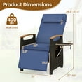 thumbnail image 3 of Gymax 2PCS Patio Rattan Lounge Chair PE Wicker Recliner Chair w/ Adjustable Backrest & Footrest Navy, 3 of 10