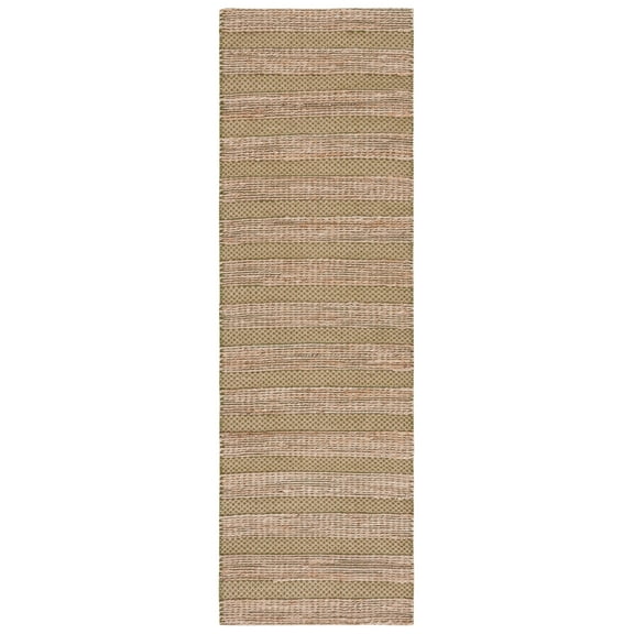 SAFAVIEH Natural Fiber Beulah Striped Runner Rug, Green/Natural, 2'3" x 8'