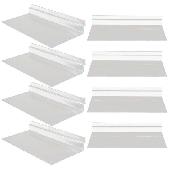 FESTFENDS Modern Style Slatwall Shelf Clear Plastic for Retail Environment 8Pcs 9.8x4.7x1.4in