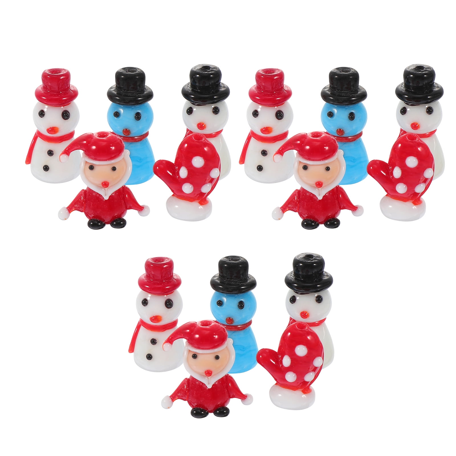 Narrster 30 Pcs Christmas Glass Beads Loose Beads DIY Jewelry Beads Random Style