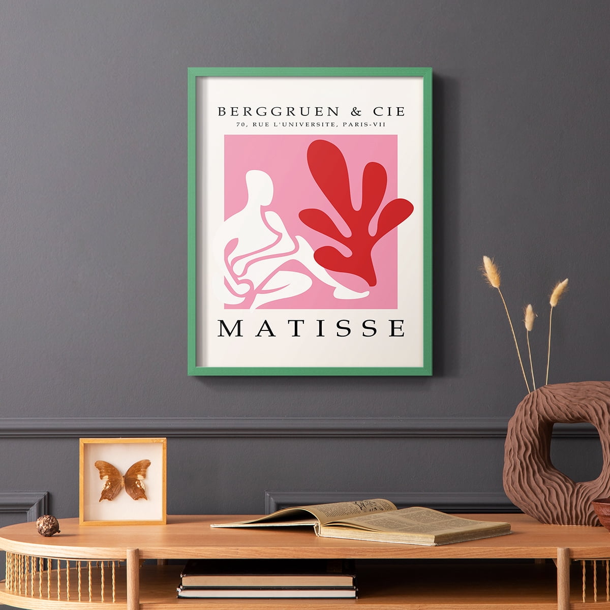 Matisse CDLXXV in Green Solid Wood Framed Print No Nail Hanging