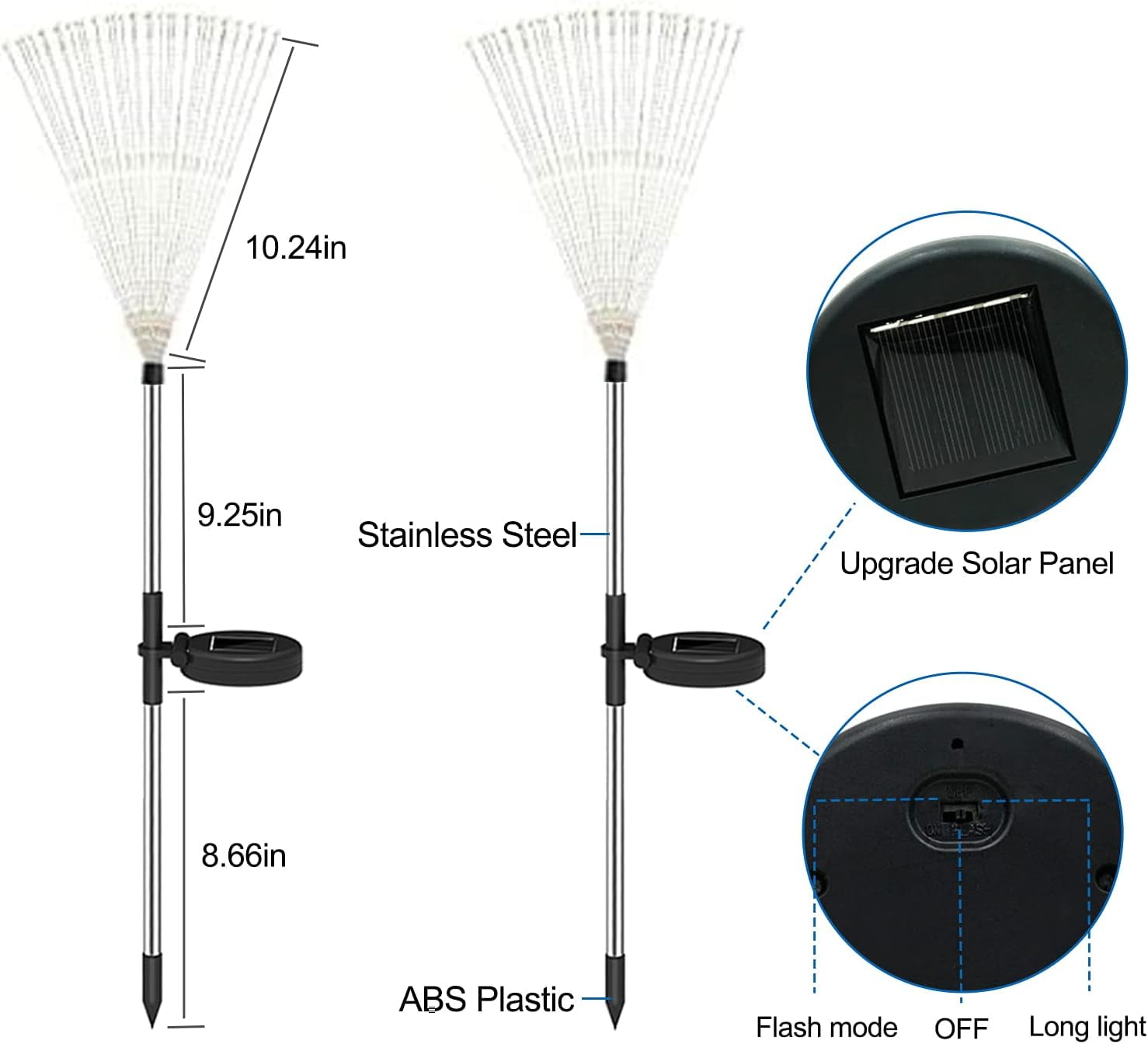 Solar Garden Lights, 4 Pack LED Solar Firework Lights, Dingrich Solar Lights Outdoor with 8 Lighting Modes Firework Lights for Outdoor Patio Walkway Lawn Backyard Party Decoration - Warm White