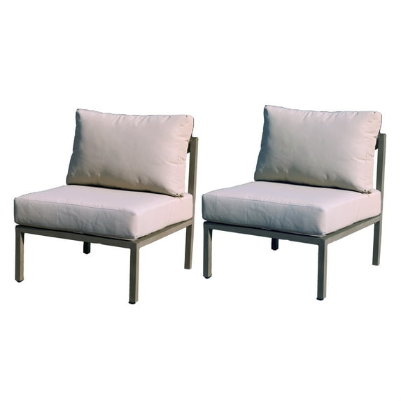 Oasis Aluminum Armless Club Chair with cushions (Set of 2)