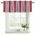 thumbnail image 2 of Red Pink Stripes Valances for Windows, Decorative Rod Pocket Window Valance Curtains, Country Simple Gradient Vertical Lines Short Curtain Drapes for Kitchen/Living Room, 2 Panels, 54" W x 18" L, 2 of 8