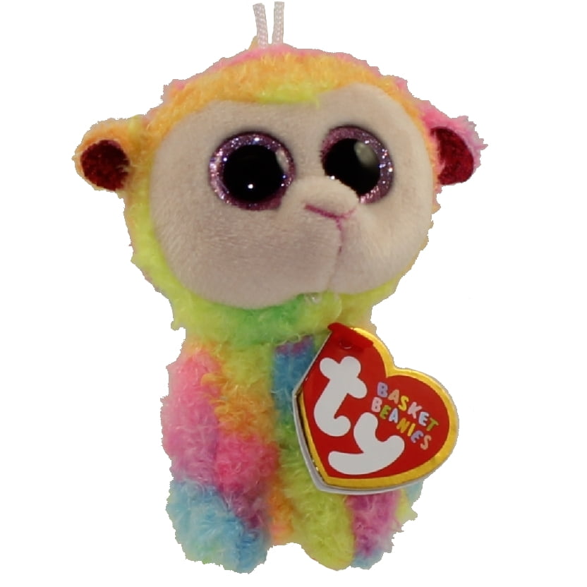 Ty Basket Beanie Babies FLOXY Lamb Sheep Plush Toy Animal 4" Yellow Cord 2007 for sale online 
