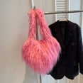 thumbnail image 1 of Bolso de mano de piel sintética para mujer bolso Hobo de felpa informal bolso con asa superior bolso esponjoso, 1 of 9