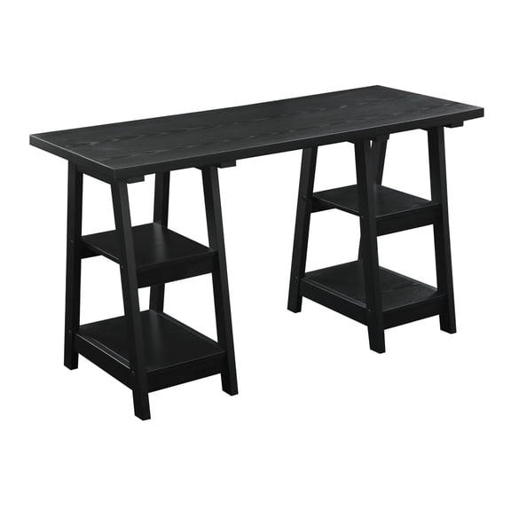 Scranton & Co Transitional Wood Double Trestle Desk in Black