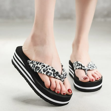 

Fashion Women Summer Slip On Leopard Print Comfortable Shoes Beach Open Toe Breathable Sandals Flip Flops