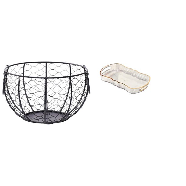 Cesta De Alambre Para Guardar Huevos, Cesta Tejida De Alambre De Hierro, Cesta Rústica Para Frutas Y Verduras, Bandeja Para Encimera De Cocina, Bandeja Para Tocador De Baño, Bandeja Para