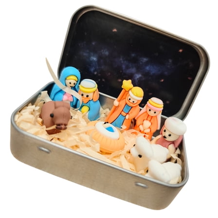 COOLHOOD Pocket Bethlehem Scene Handcrafted Christmas Nativity Scene In a Box Miniature Set For Home Decoration And Holiday Displ