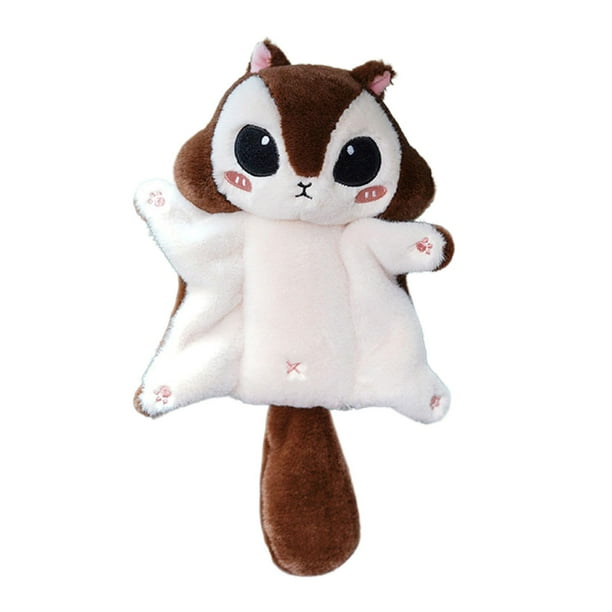 LLavero de ardilla voladora, llavero de animales de peluche, colgante de coche, decoración realista, llavero de dibujos animados suave, colgante para Marrón