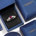 thumbnail image 5 of Gem Stone King 925 Sterling Silver and 10K Yellow Gold Red Created Ruby and White Lab Grown Diamond 3 Stone Engagement Ring for Women (0.48 Cttw, Gemstone July Birthstone, Size 9), 5 of 6
