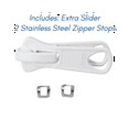 thumbnail image 3 of EZ-Xtend Lenzip #8 Separating Zipper - Extra Metal Slider & 2 Stops (White, 36"), 3 of 8
