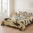 thumbnail image 2 of Twin XL Quilt Set 68''x98'', Western Cowboys Lightweight Summer Bedspread Coverlet Set with 2 Pillow Shams, Brown Vintage Country Cactus Breathable All Season Quilt Bedding for Dorm/Guest Room, 2 of 9