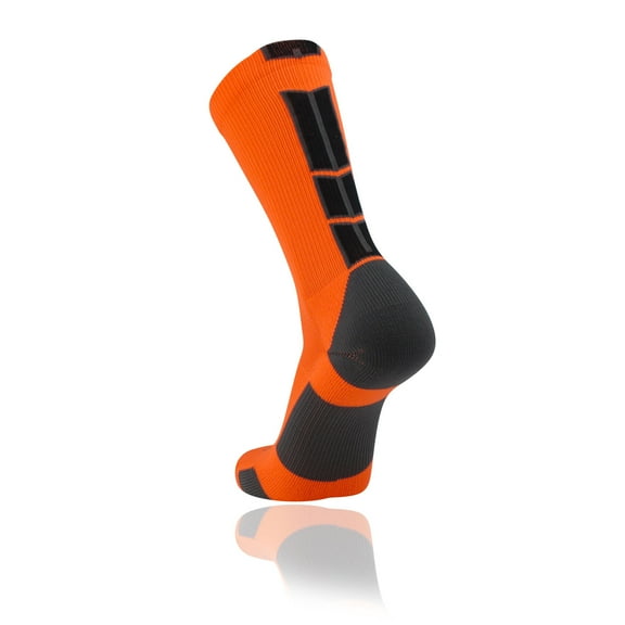 Baseline 3.0 Athletic Crew Socks (Neon Orange/Graphite/Black, Large)