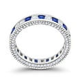 thumbnail image 2 of Eternity Princess Cut Band Ring Blue Sapphire CZ 925 Sterling Silver Size 9, 2 of 5