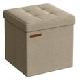 thumbnail image 1 of Otomana de almacenamiento SONGMICS con forma de cubo de 30 cm, plegable, color marrón camel, 1 of 6