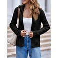 thumbnail image 3 of Long Sleeve Women Vintage Cable Knit Cardigan Zip Up Collared Sweater Coat, 3 of 6