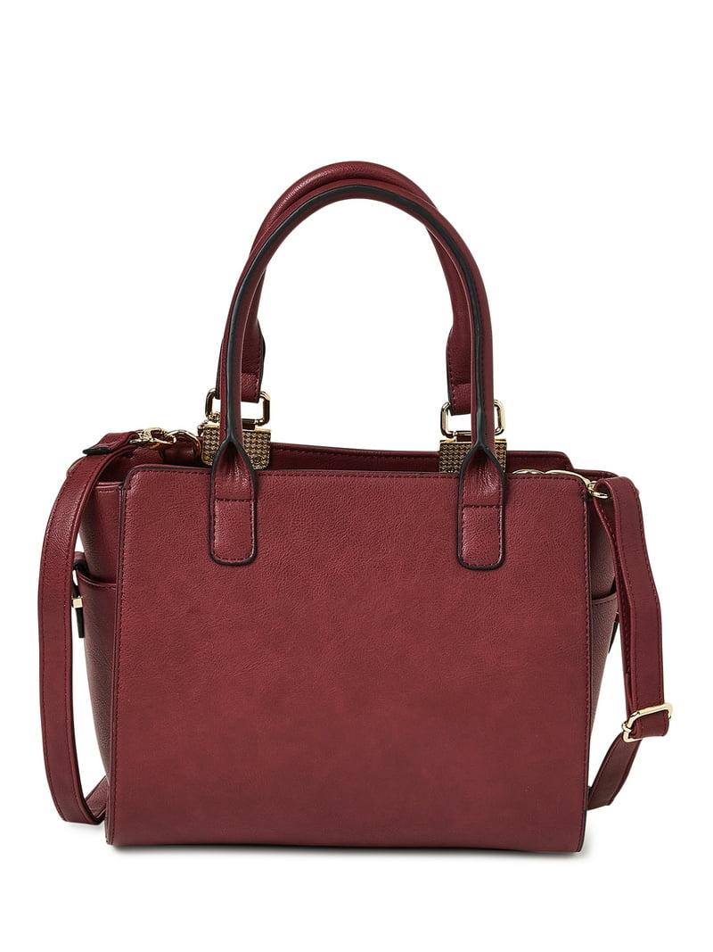 Big Buddha Faux Leather Women's Satchel with Floral Printed Pouch