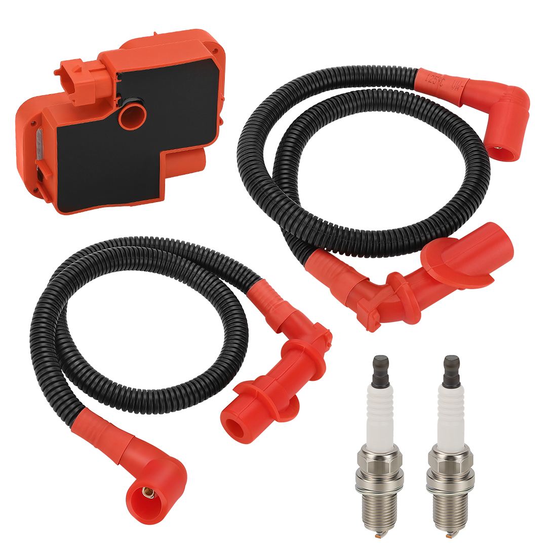 M MATI Ignition Coil & Spark Plug Wire Cap for Polaris Ranger Sportsman 700 800 XP Crew EFI 6x6