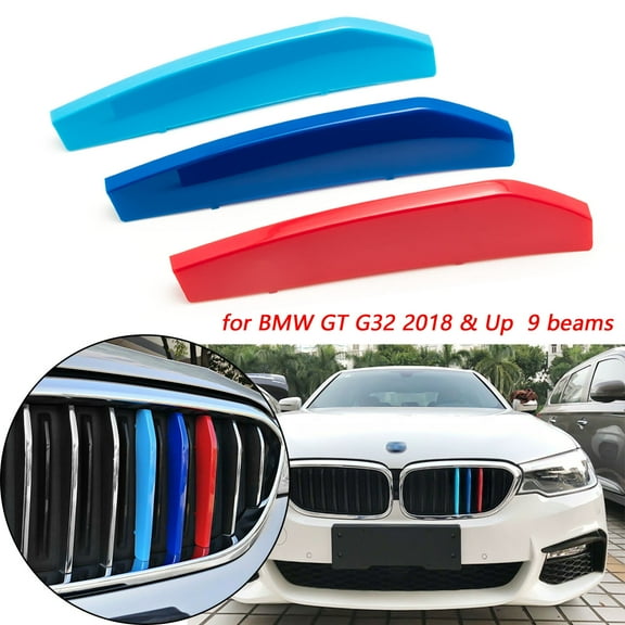 Xotic Tech 1 Set TRI Color Sporty Kidney Grille Insert Trim Stripe Exactly Fit BMW 6 Series GT G32 2018 2019 (9 Beam Bars)