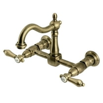 Kingston Brass KS1263BAL Heirloom Double-Handle Wall-Mount Bridge Kitchen Faucet, Antique Brass
