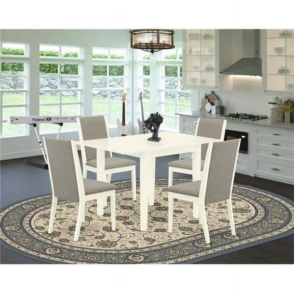 5 Piece Norden Kitchen Table Set - Linen White & Shitake