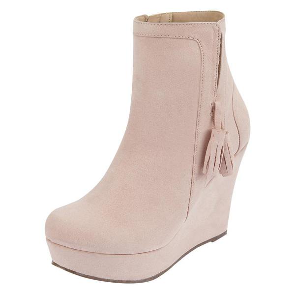 BOTIN ROSA CON PLATAFORMA DE GAMUZA LISA Mundo Terra 022118