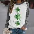 thumbnail image 3 of Aofany St Patricks Day Shirt for women Spring Patchwork St. Patrick's Day Printed Long Sleeves Round Neck Casual Tee Tops, 3 of 3