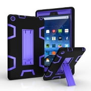 Fire 7 2017 (7" Display, 7th Gen) Kids Case, Goodest Three Layer Stand Shockproof Heavy Duty Protection Defender Shock-Absorption Child Toddler Proof Cover for Amazon Kindle Fire 7, Purple+Black