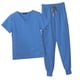 thumbnail image 1 of Conjunto de uniforme para mujer, traje cómodo, sencillo, con múltiples bolsillos, ligero, escote en V, duradero, informal, Top y pantalones de , Azul claro M Color azul claro M Salvador Blusa y pantalones médicos, 1 of 10