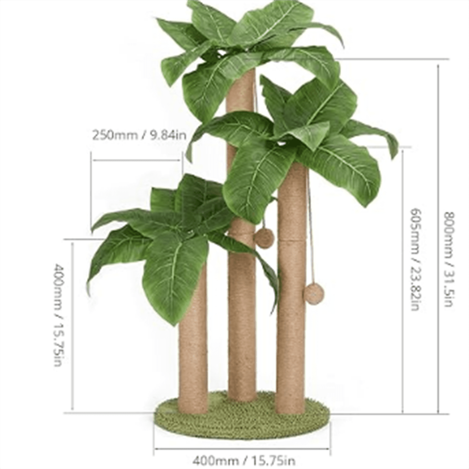 31.5Inch Cat Scratching Post,Cat Scratcher Tree with 3 Scratching Poles & 2 Interactive Dangling Balls,Cats Scratching Posts for Indoor Kitten & Adult Cats