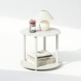 thumbnail image 5 of Furinno Turn-N-Tube Simple Design 2-Tier Round Wooden Side End Table, Marble White, 5 of 6