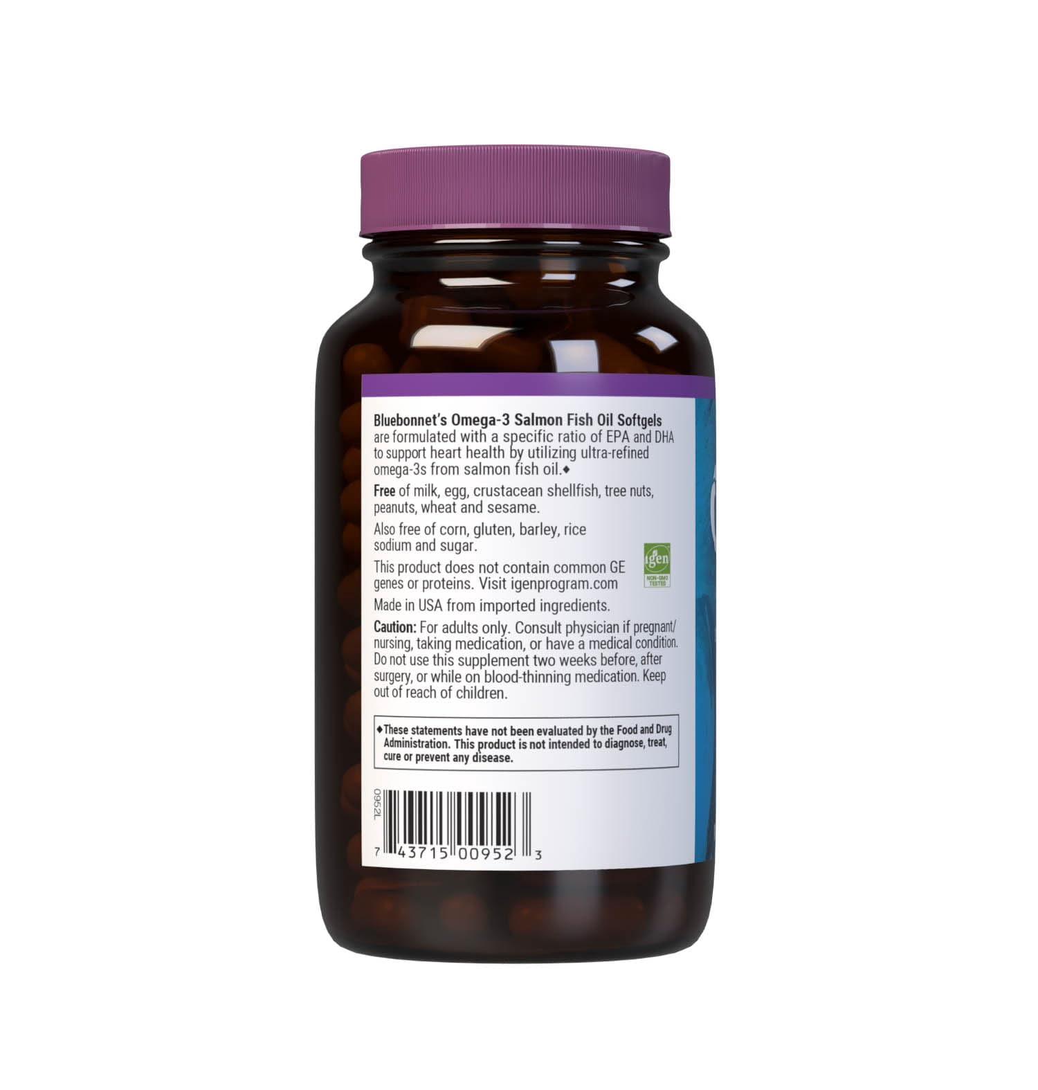 Bluebonnet Nutrition Omega-3 Salmon Oil Softgels 1000mg, Heart Health* - 90 Count
