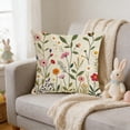 thumbnail image 4 of DefiDgd Spring Decorative Flower Throw Pillow Covers,2D Embroideried Design Linen Square Pillow Case for Farmhouse Outdoor Couch Sofa Living Room Decoration(D), 4 of 6