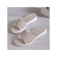 thumbnail image 4 of Frontwalk Women Sandals Summer Flat House Slippers Non Slip On Slides Casual Shoes for Ladies Beige 9, 4 of 9