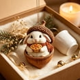 thumbnail image 6 of Rustic Woodland Christmas Ornament, 3.15 Inch Resin Acorn Shell Animal Ornament, Hanging Decor for Tree Mantel Wreath Thanksgiving Centerpiece, White Rabbit with Pie, 6 of 8
