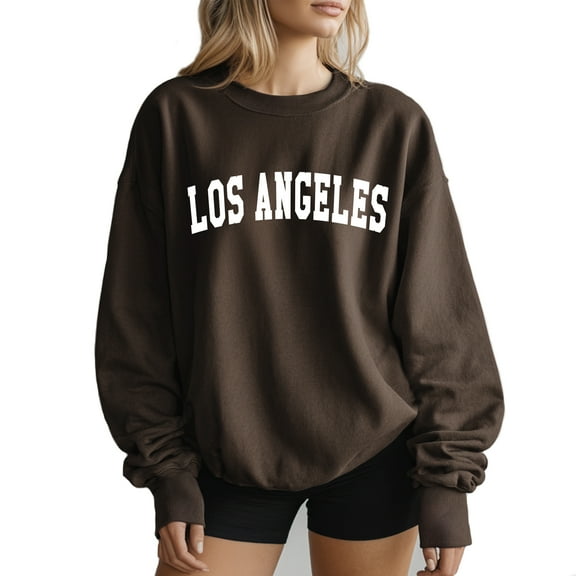 Verita Culture Los Angeles LA Women's Graphic Crew Neck Long Sleeve Sweatshirt Top