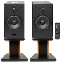(2) Rockville HD5B 5" Bluetooth Bookshelf Home Theater Speakers Wood Stands
