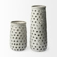 thumbnail image 2 of 19" Organic White Glaze Pierced Dot Ceramic Vase, 2 of 5