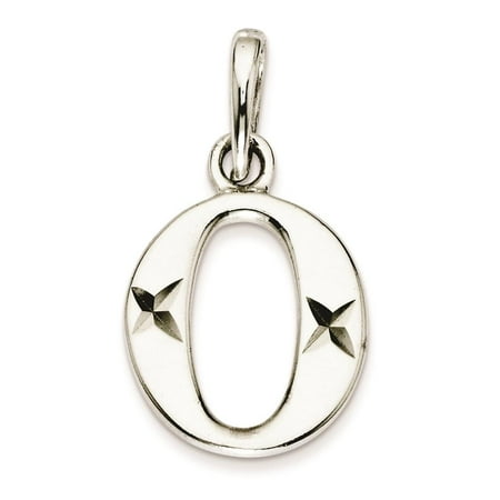 925 Sterling Silver Polished & Diamond-Cut Initial Letter 'O' Charm Pendant