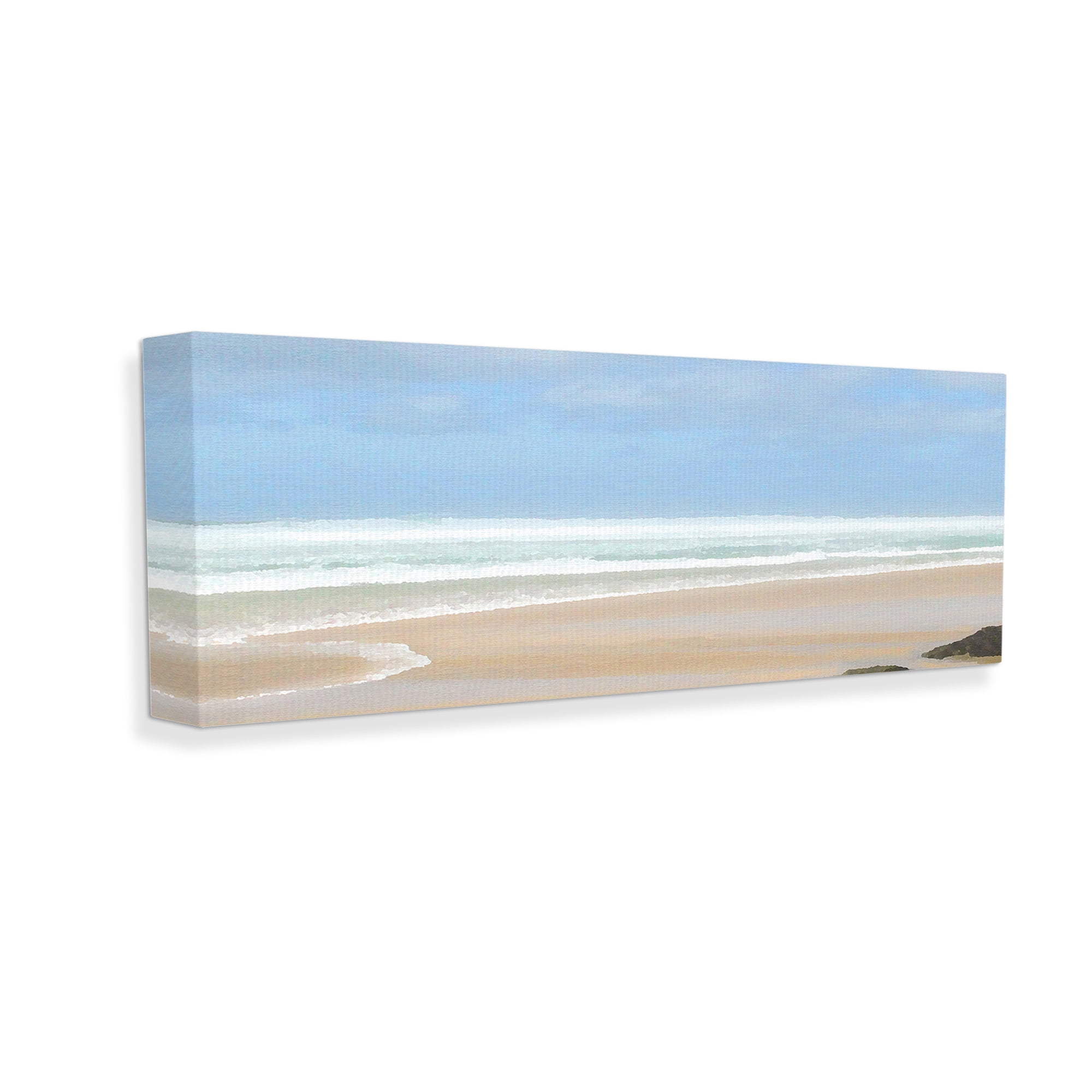 Stupell Industries Panoramic Abstract Shoreline Landscape Painting Gallery Wrapped Canvas Art Print Wall Art, 24 x 10
