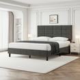 thumbnail image 2 of Litake Queen Bed Frame with Headboard, Linen Upholstered Queen Size Platform Bed Frame, Sturdy Metal Frame with Solid Wooden Slats Support, No Box Spring Needed, Noise-Free, Grey, 2 of 9