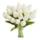thumbnail image 1 of Luxtrada - Ramo de tulipanes artificiales de tacto real (20 unidades), color blanco, 1 of 7