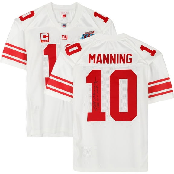 Eli Manning New York Giants Autographed Super Bowl XLII White Mitchell & Ness Authentic Jersey with "SB XLII MVP" Inscription - Fanatics Authentic Certified