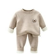 thumbnail image 2 of Kids Kids Unisex 2-Piece Cotton Outfit Set - Khaki, Warm Fleece-Lined, Easy Dress Daily Wear for 6M-10Y Kidss Kidss,Size 3-4T, 2 of 6